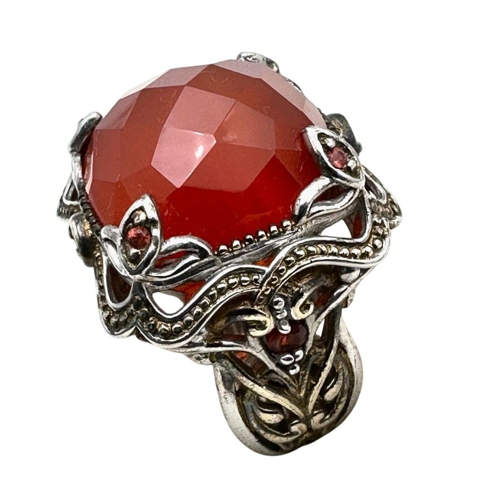 Michael Valittuti Carnelian Gemstone Sterling Silver Gold Accent Ring Size 6